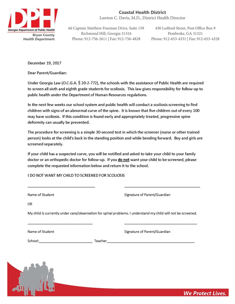 Scoliosis Screening for 6th and 8th graders