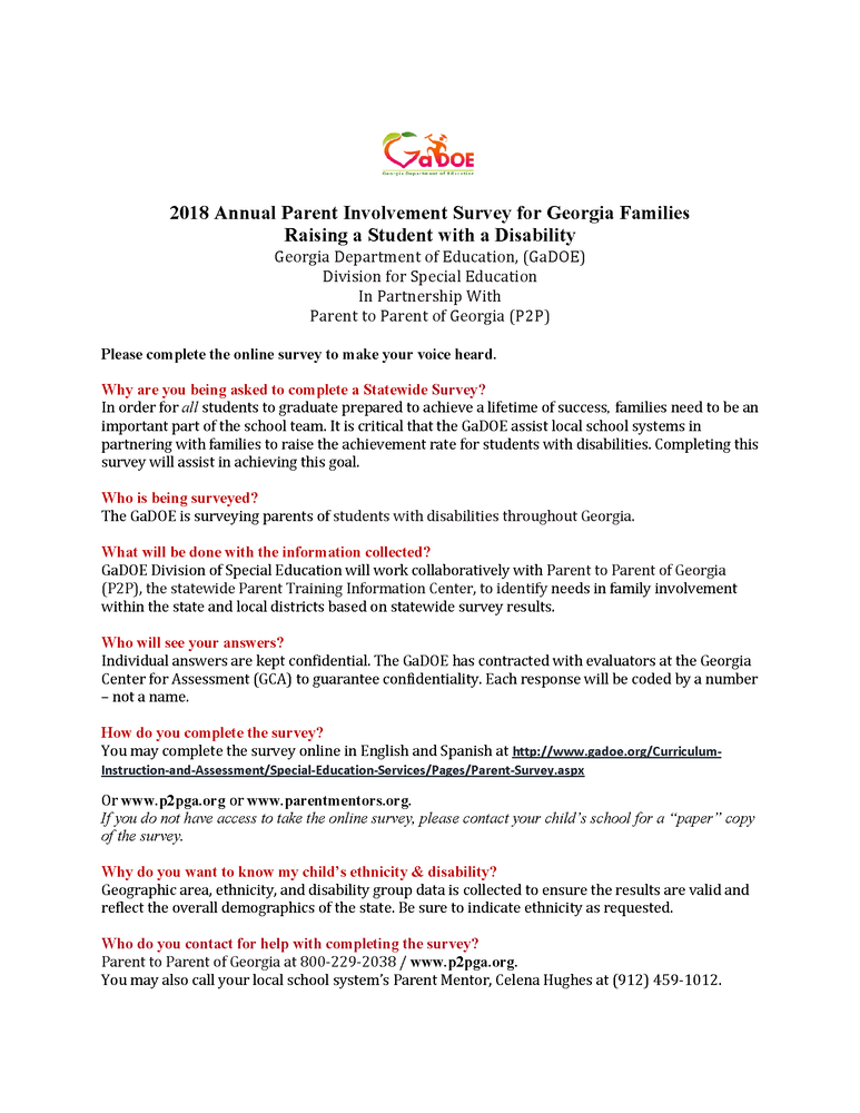 GaDOE Students With Disabilities Survey