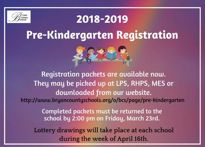 PreK Registration | Bryan County Schools