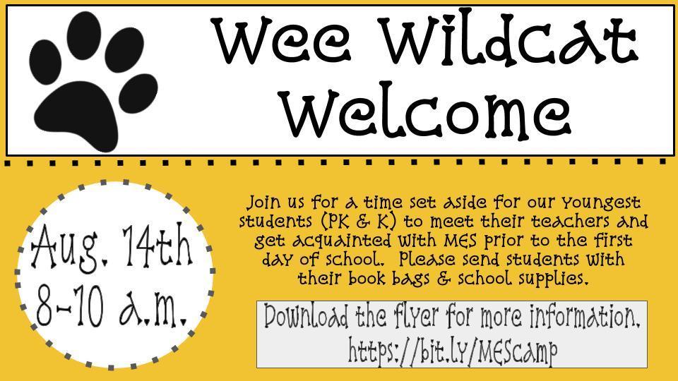 Wee Wildcat Welcome: PK & K on 8/14