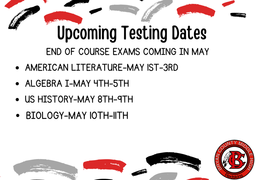Upcoming Testing Dates