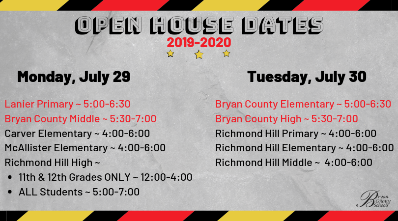 Open House Dates 2019-2020