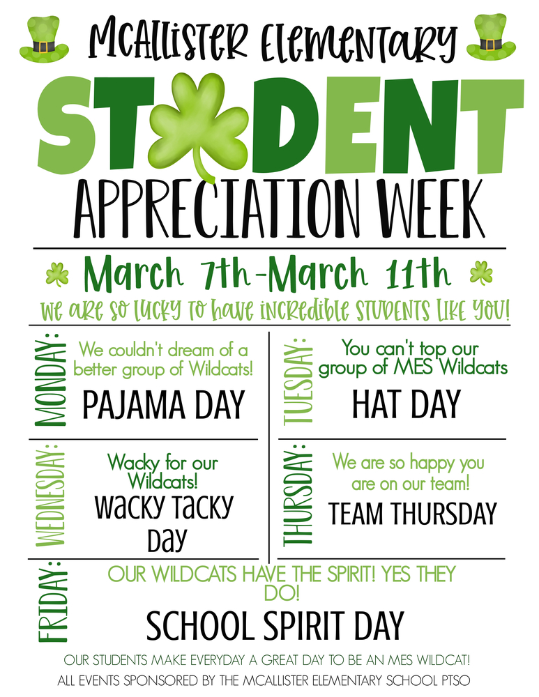 ​Student Appreciation Week at MES: March 7th - March 11th