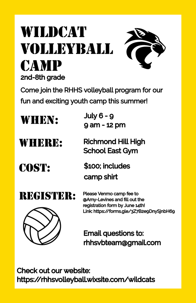 RHHS Volleyball Camp for Grades 2 - 8!