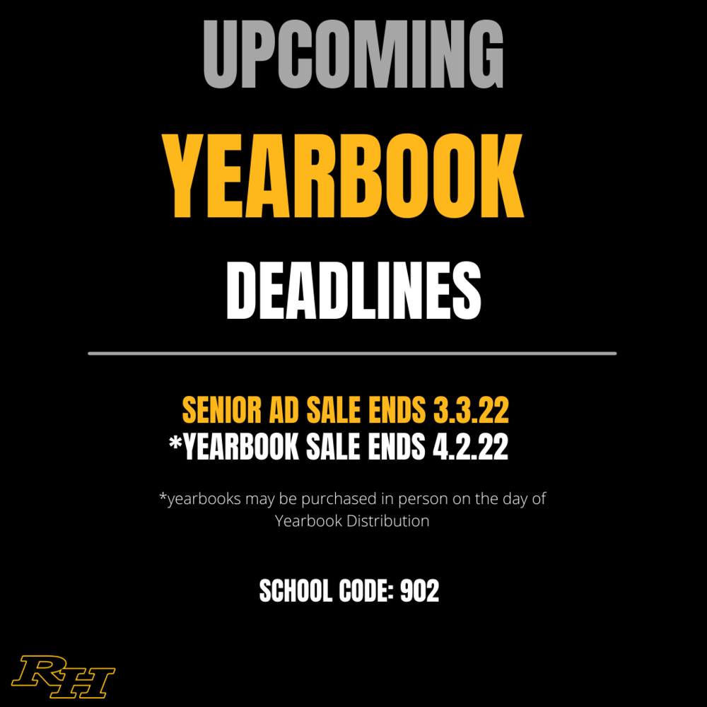 Upcoming Yearbook Deadlines