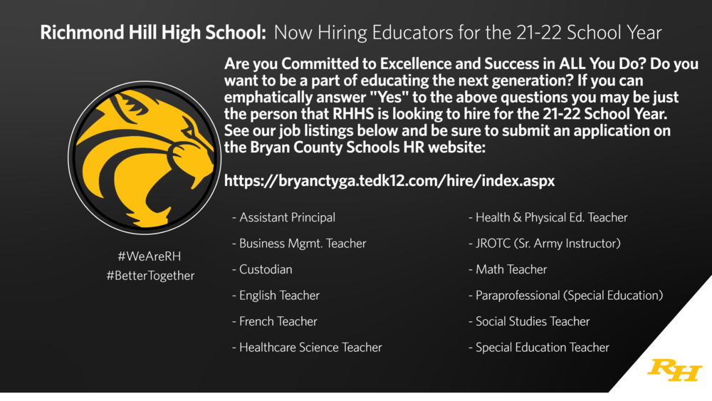 Now Hiring Educators for the 21-22 School Year