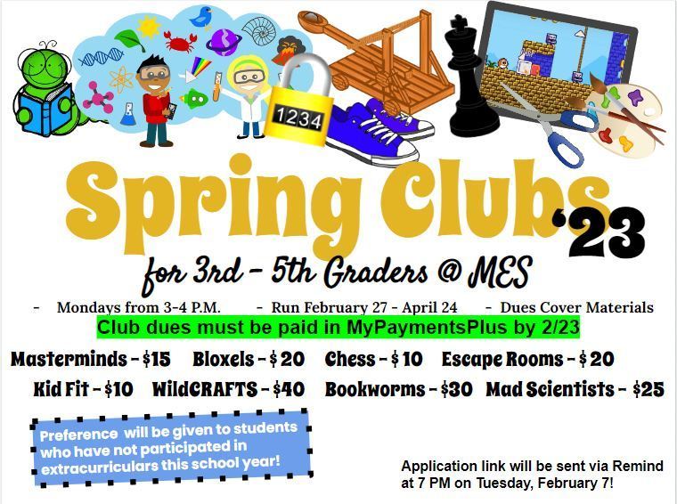 MES Spring Clubs Information