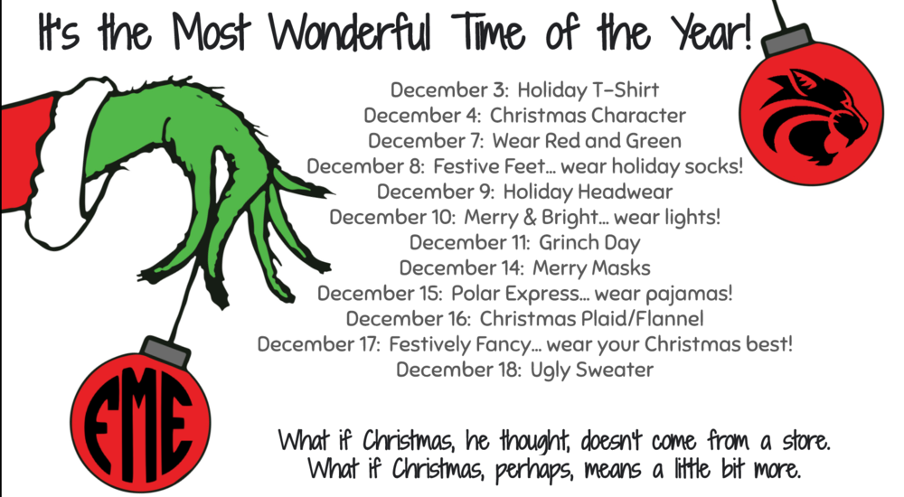 12 days of christmas dress up days