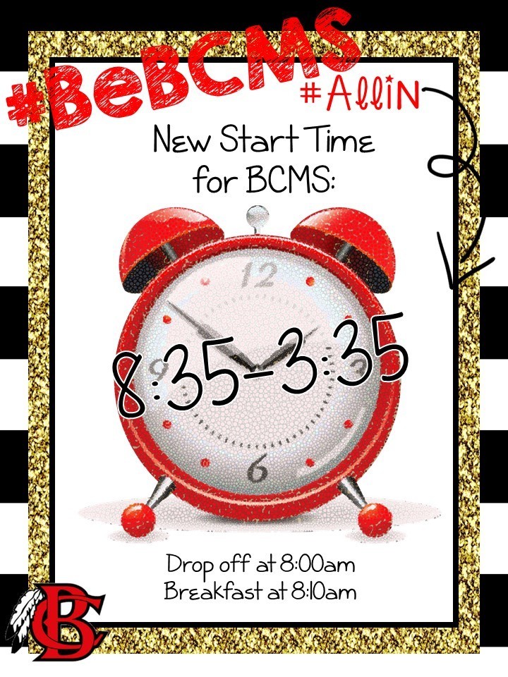 BCMS Start Time for 2019-2020