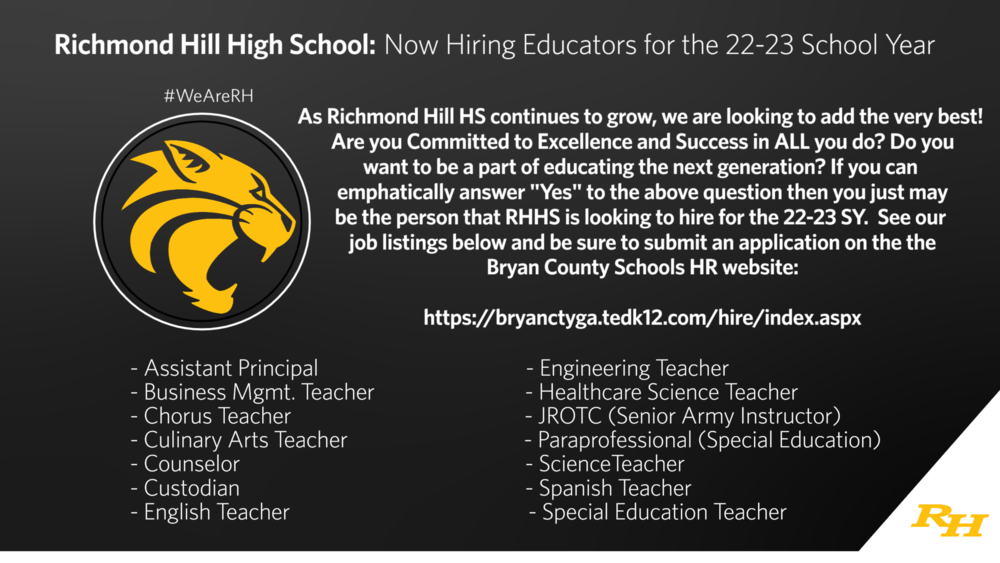 NOW HIRING EDUCATORS FOR THE 22-23 SCHOOL YEAR