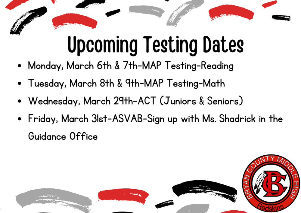 Upper School - Testing Dates