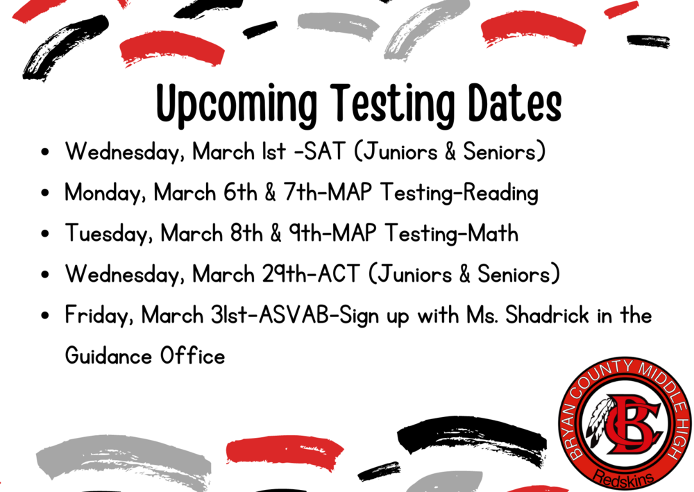 Upcoming Testing Dates