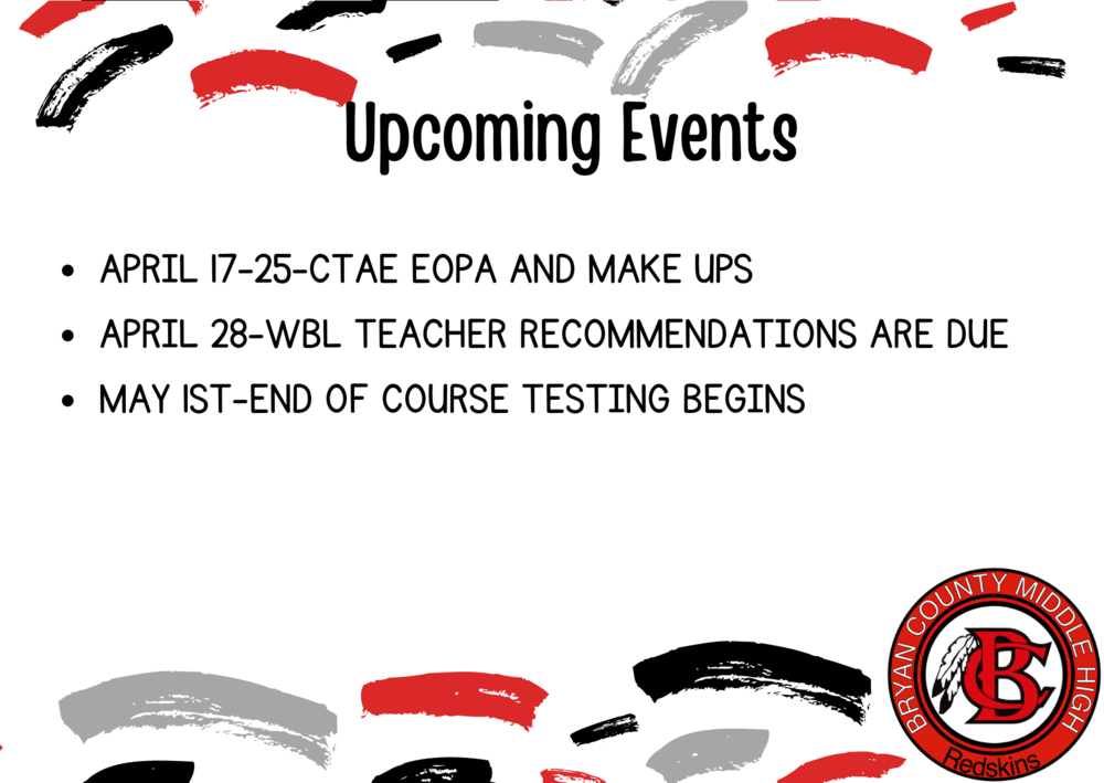 BCHS Upcoming Events