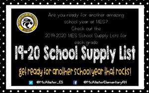 MES School Supply List 19-20