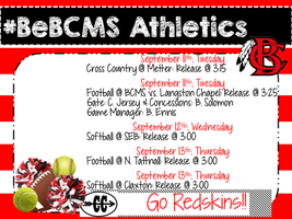 #BeBCMS Athletics 9/10-9/14