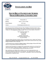South Bryan Elementary School Phase 2 Invitation to Bid