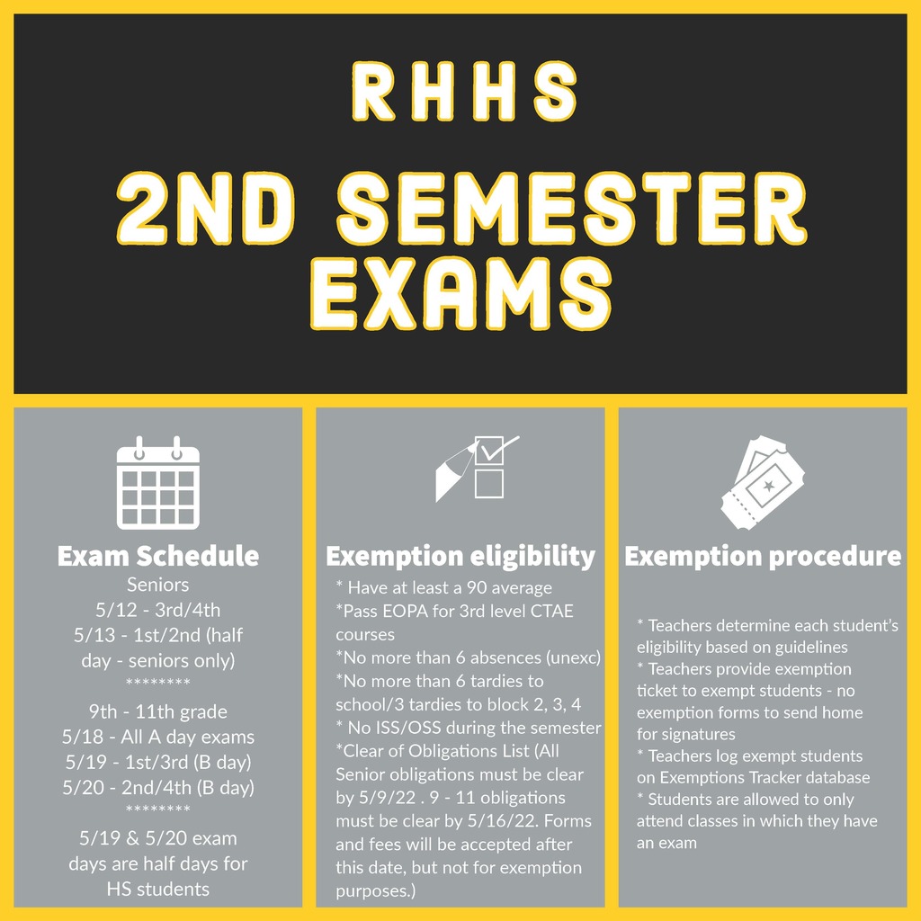 2nd Semester Exam Info