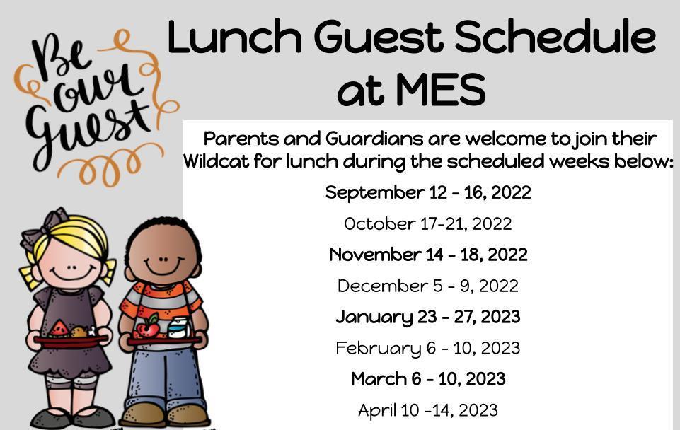 Lunch Guest Schedule at MES